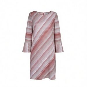 Jessica Howard Crochet Dress Size 16 Pink 3/4 Bell Sleeves Back Keyhole Pullover